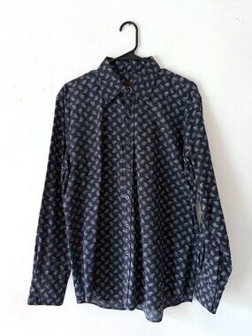 Roar paisley-print navy button-down shirt (L)
